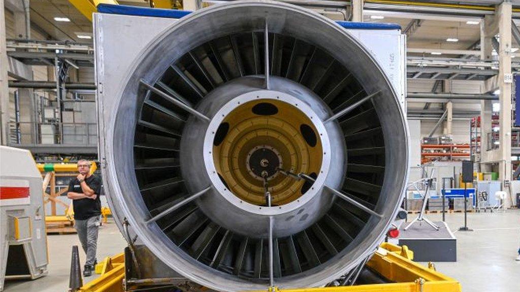 Side view of 12-metre turbine at heart of Europe-Russia energy storm