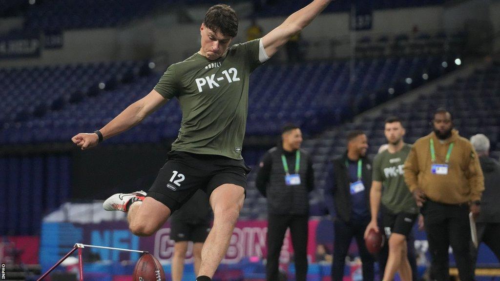 Down's Charlie Smyth in action at the NFL Combine in Indianapolis on Sunday