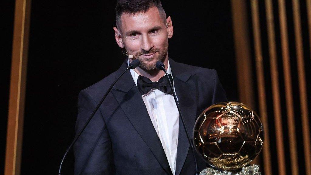 Lionel Messi with Ballon d'Or