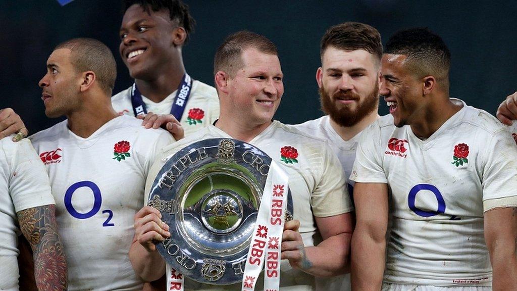 England celebrate winning the Triple Crown