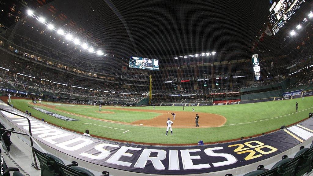 Globe Life Field, home of the Texas Rangers, during the 2020 World Series