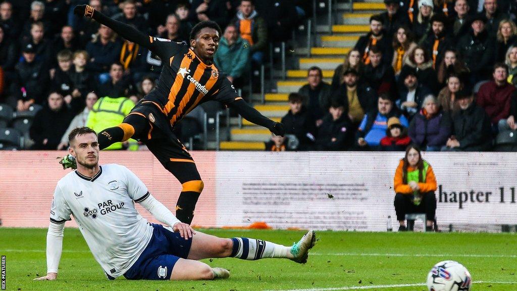 Jaden Philogene scores Hull City's winner and his third goal in his past four games for the club