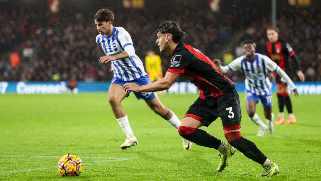 Milos Kerkez during the Premier League match between Bournemouth and Brighton