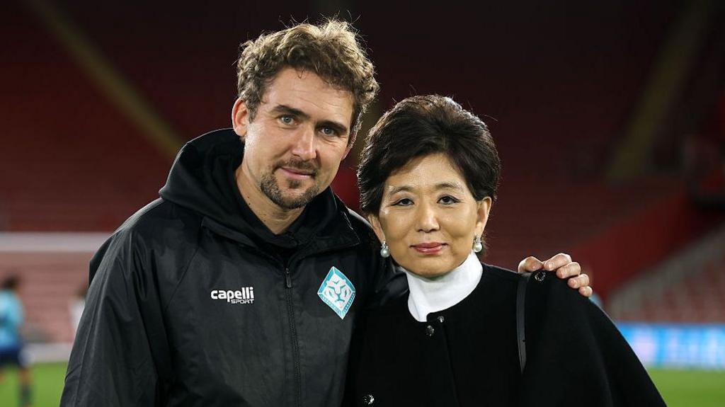 London City Lionesses manager Jocelyn Precheur (left) and owner Michele Kang (right).