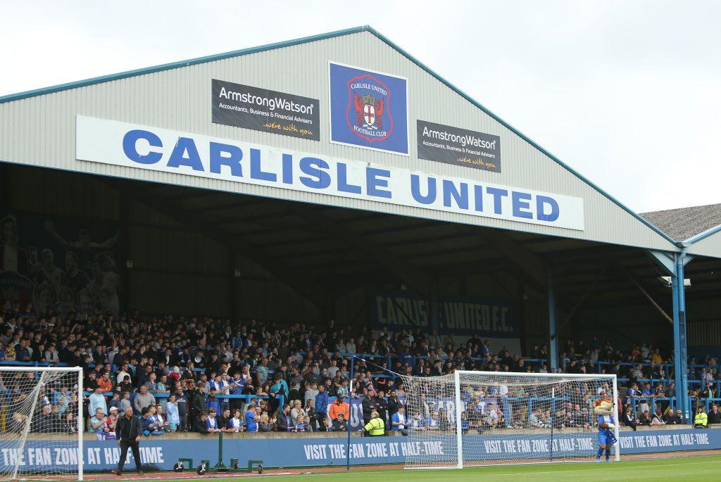 Carlisle fans stood behind one of the goals at Brunton Park