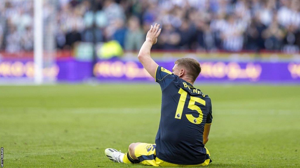 Harvey Barnes injured against Sheffield United