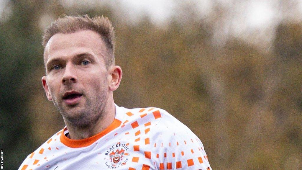 Jordan Rhodes celebrates scoring for Blackpool