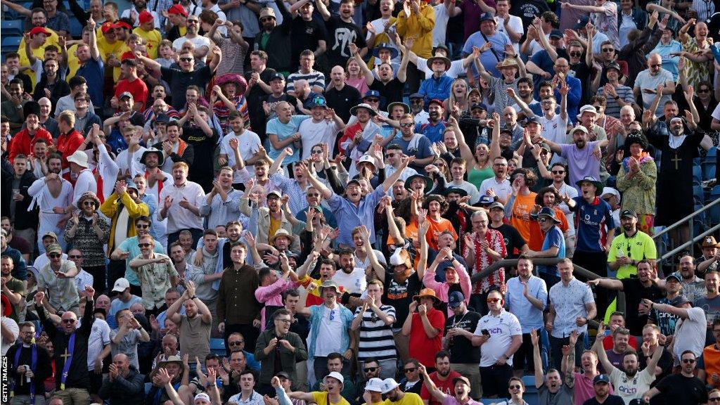 Fans in the Western Terrace at Headingley