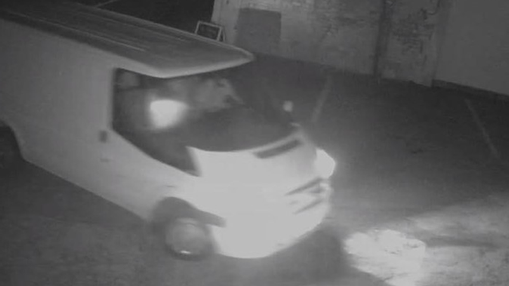 CCTV footage of white Transit van.