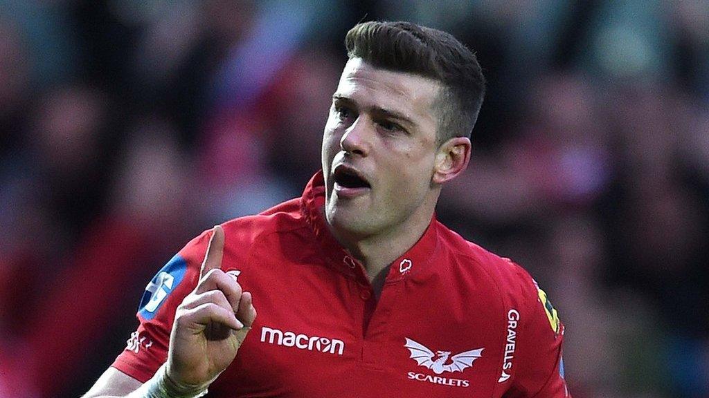 Scarlets v La Rochelle - European Rugby Champions Cup - Scott Williams of Scarlets runs in to score try