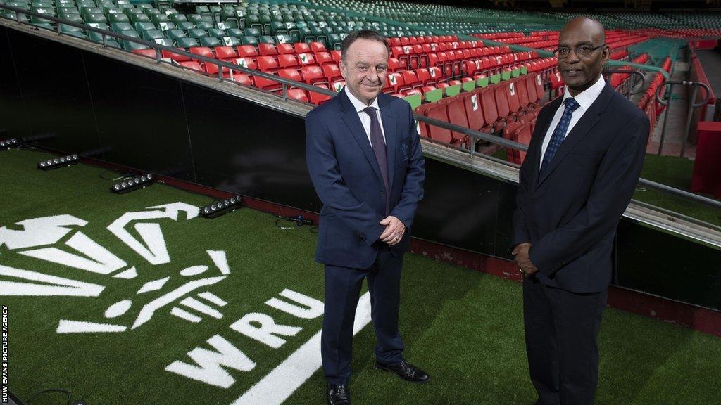 Steve Phillips (left), who had appointed Nigel Walker (right) as Welsh Rugby Union performance director in 2021, resigned in January 2023. Walker took as interim chief executive and will become the executive director of rugby in January 2024