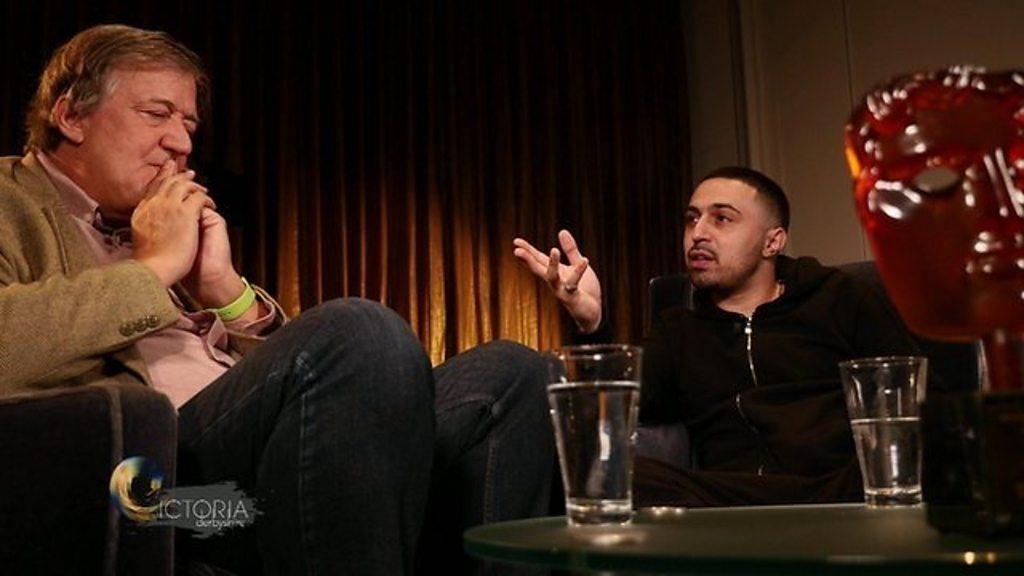 Stephen Fry and Adam Deacon in discussion