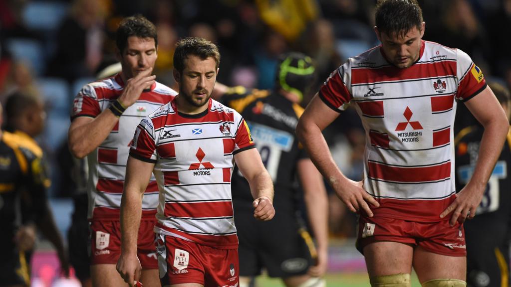 James Hook, Greig Laidlaw and Elliott Stooke look dejcted