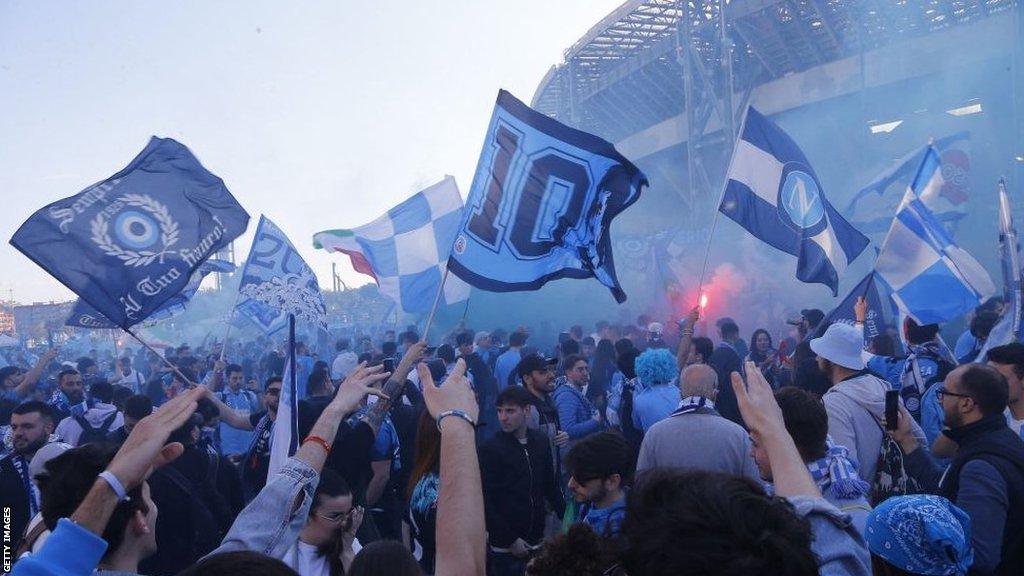 Napoli fans also watched the match via big screens at their own Stadio Diego Armando Maradona