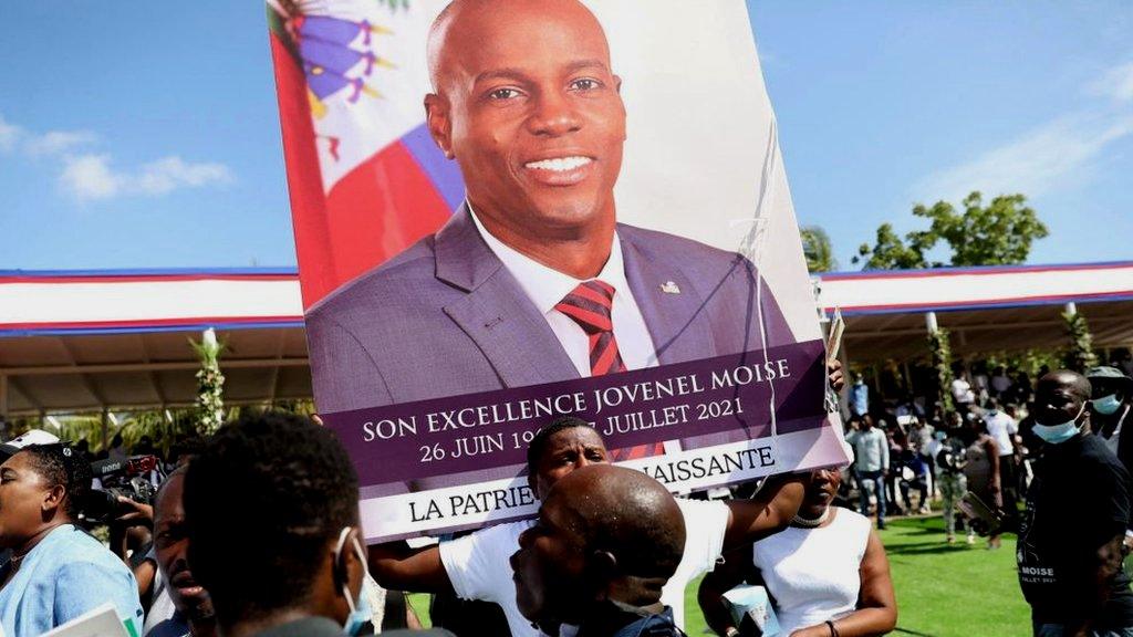 Mourners attend the funeral of slain Haitian President Jovenel Moïse on July 23, 2021, in Cap-Haitien, Haiti, the main city in his native northern region.