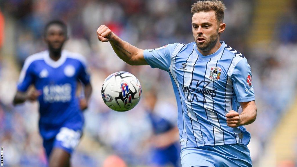 Matty Godden playing against Leicester in Coventry's opening game of the 2023-24 season