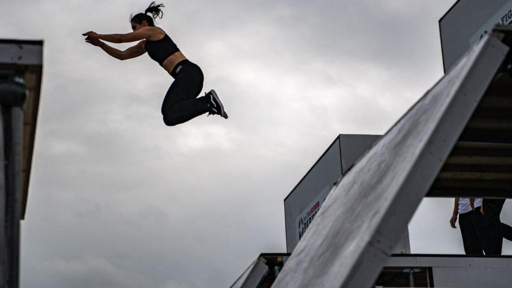 Mexico's Ella Bucio at the 2022 Parkour World Championships in Tokyo