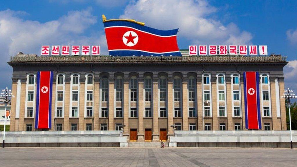 Government building in Kim Il-sung square, Pyongan Province, Pyongyang