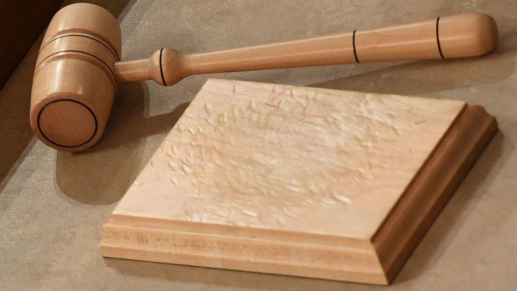 The gavel of the US House Speaker sits on the dais