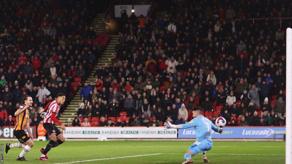 Daniel Jebbison scores a goal