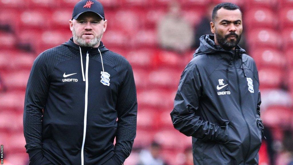 New Birmingham City manager Wayne Rooney and his assistant Ashley Cole