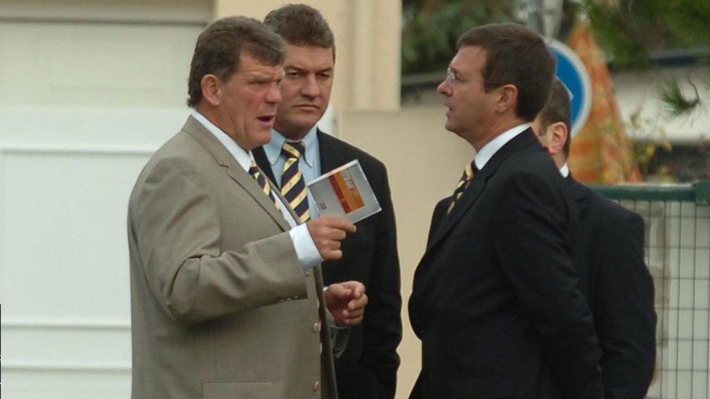 Wales head coach Gareth Jenkins, WRU chairman David Pickering, WRU chief executive Roger Lewis