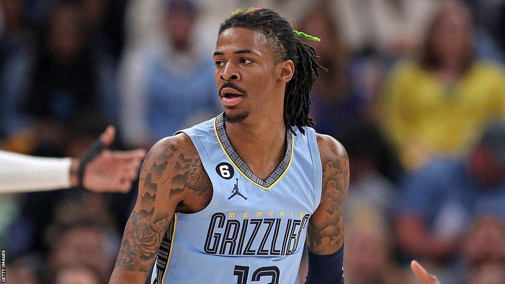 Ja Morant playing for the Memphis Grizzlies