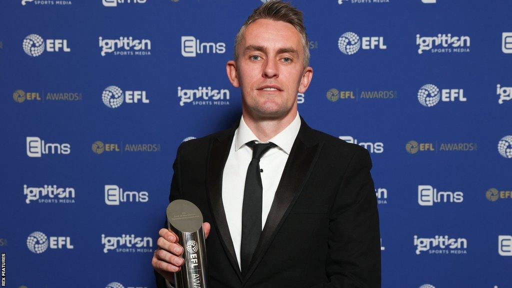 Ipswich's Kieran McKenna with his Championship manager of the season award