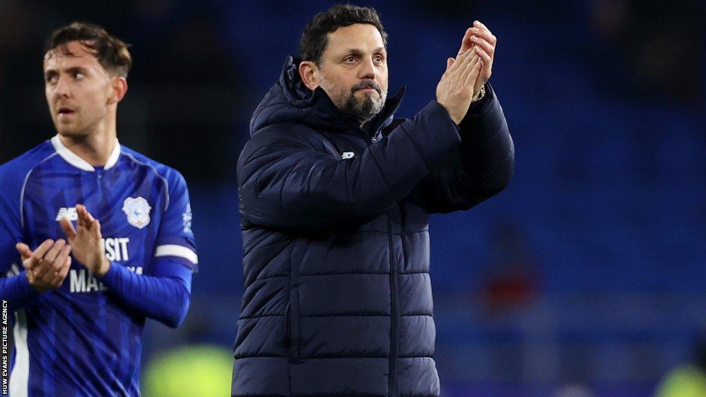 Cardiff City manager Erol Bulut applauds