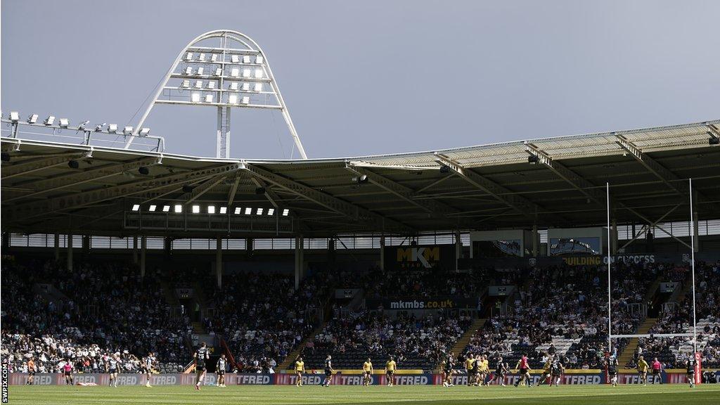 Hull FC playing at their MKM Stadium home