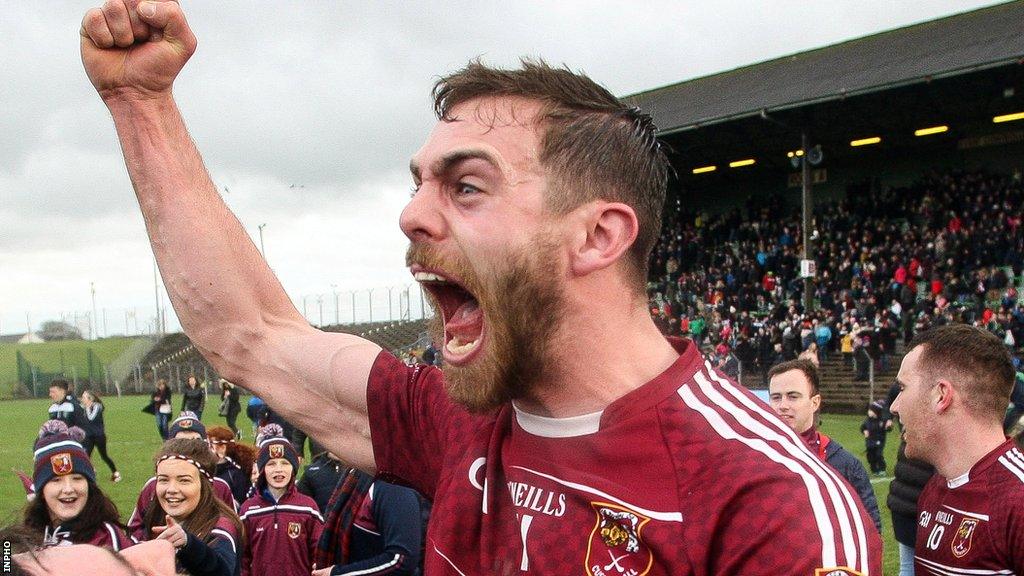 Neil McManus celebrates a Cushendall victory