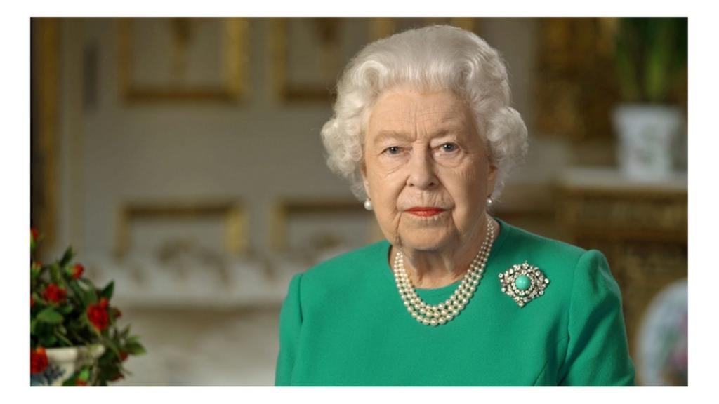 Britain's Queen Elizabeth II records her address to the UK and the Commonwealth