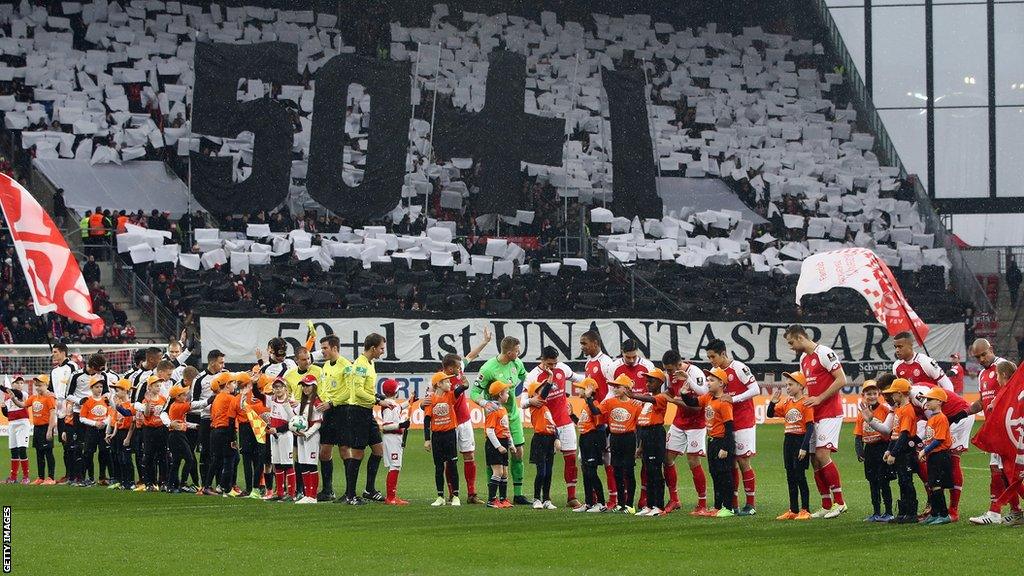 Fans highlight support for 50+1 rule with demonstration at match