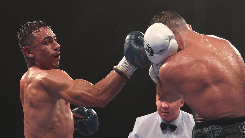 Luis Alberto Lopez throws a punch during his victory over Josh Warrington six months ago