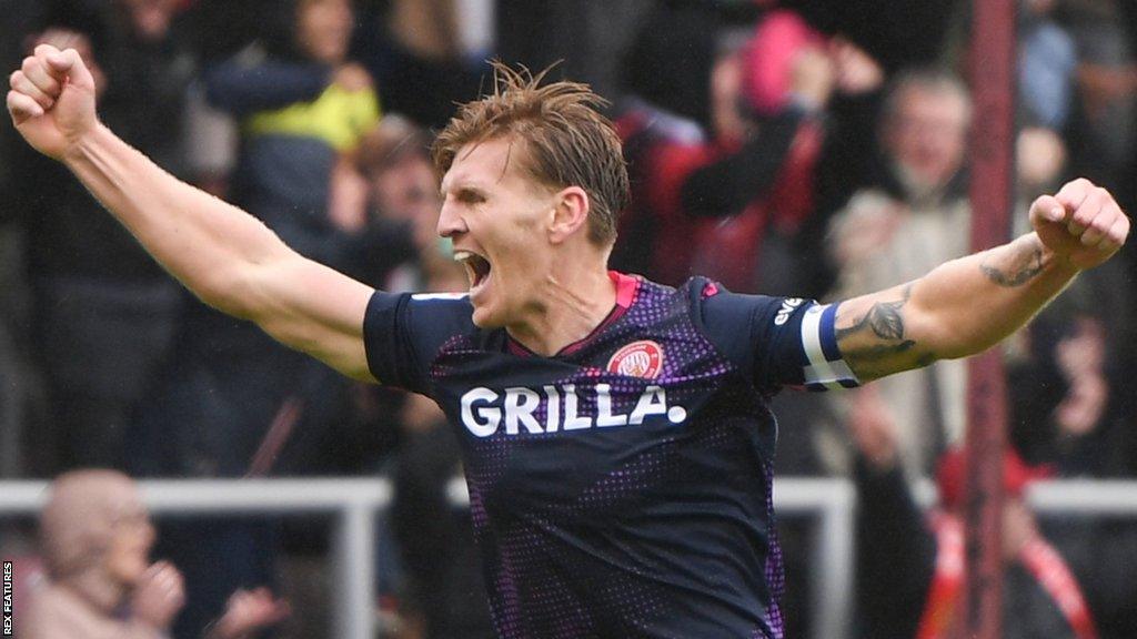 Carl Piergianni scores Stevenage's winner