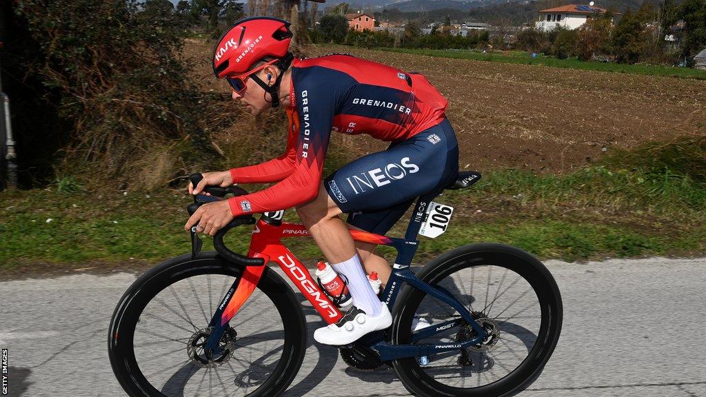 British cyclist Tom Pidcock in action for Ineos Grenadiers