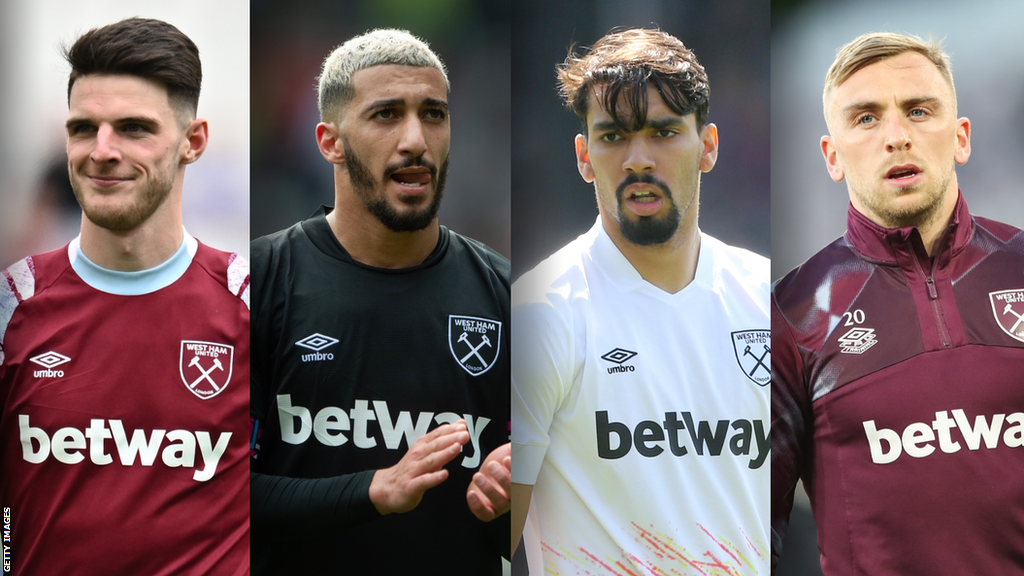 Declan Rice, Said Benrahma, Lucas Paqueta and Jarrod Bowen