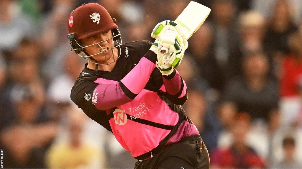 Somerset's Tom Banton swings his bat