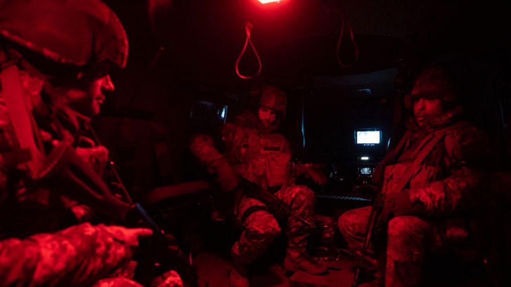 Ukrainian soldiers of the 425th Skala Battalion are seen at a base before heading for rotation to the frontline in the direction of Pokrovsk, Ukraine on February 10, 2025.