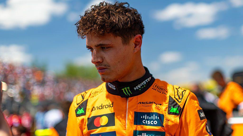 Lando Norris of Great Britain and McLaren on track during the grid walk during the F1 Grand Prix of Canada.