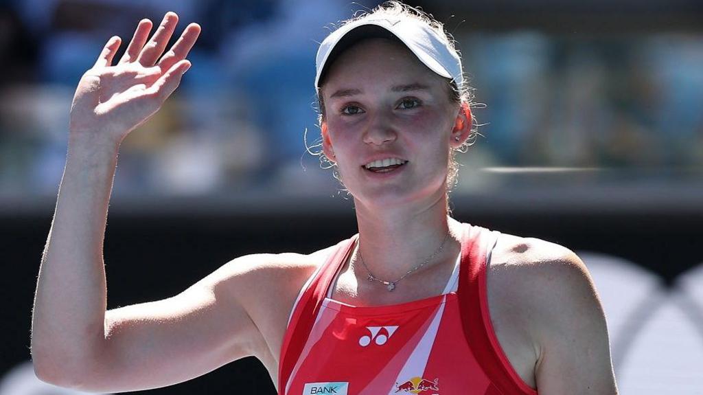 Elena Rybakina waves to the Australian Open crowd