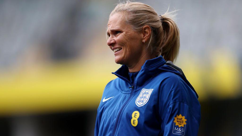 Sarina Wiegman at an England training session