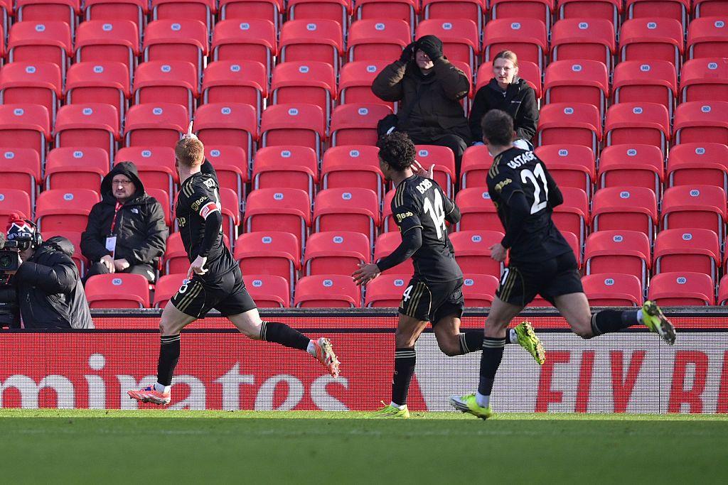Harrison Reed celebrates scoring against Stoke City 