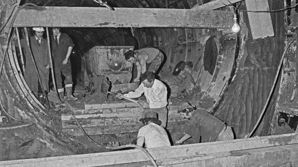 A section of the Fleet line (later the Jubilee line) being built between Baker Street and Charing Cross on 31December 1973