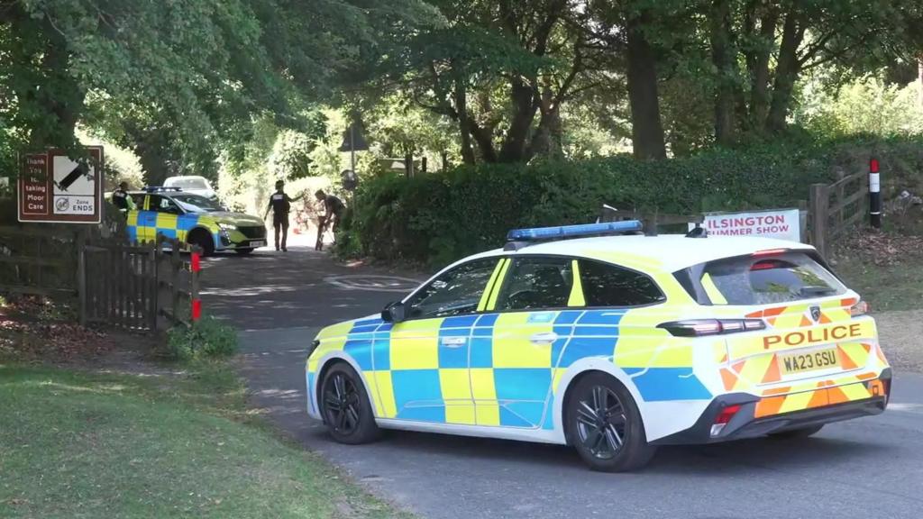 Police outside the house of Ann Widdecombe in Haytor in Dartmoor