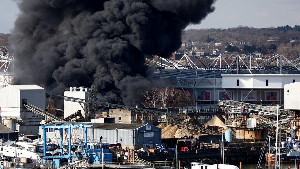 Fire next to St Mary's Stadium