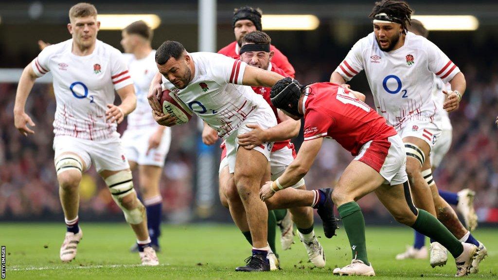 England prop Ellis Genge carries the ball against Wales in the 2023 Six Nations