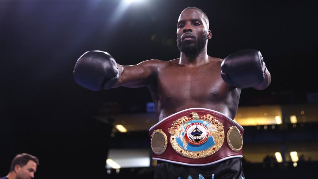 Lawrence Okolie celebrates