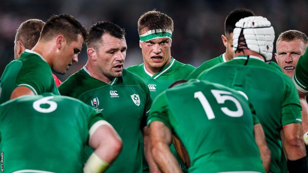 Ireland players after the loss to New Zealand in 2019