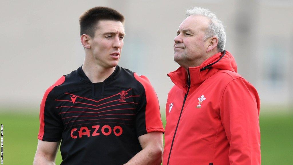 Josh Adams (left) with Wayne Pivac